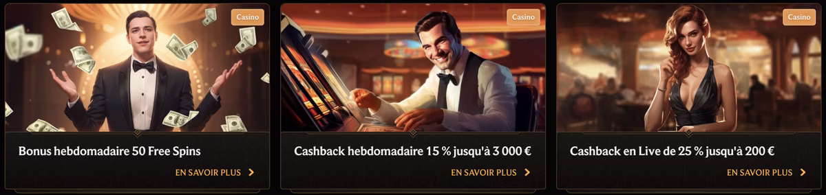 Vue globale des bonus Crownplay
